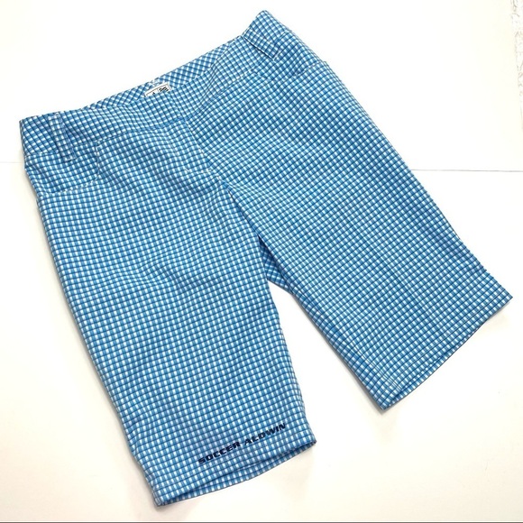 Adidas Plaid Soccer Aldwin Logo Soccer Shorts Blue - Picture 10 of 11